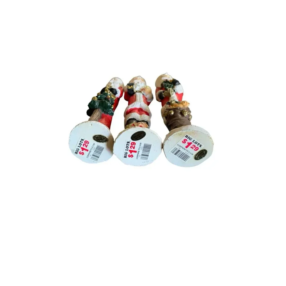 Windsor Collection Lot of 3 Vintage Pencil Santa Figurines Christmas Resin 11.5